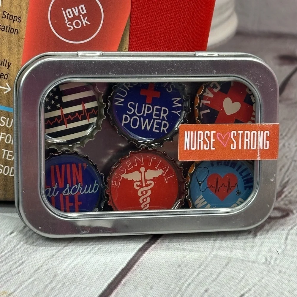 NWT Red Java Sok with nurse strong magnet set healthcare